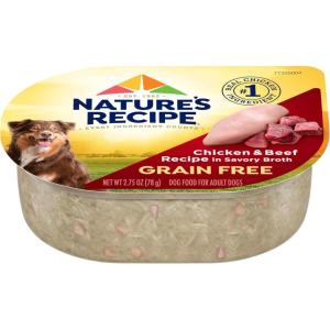 imageNatures Recipe Grain Free Chicken Recipe Chicken ampamp Venison Recipe and Chicken ampamp Duck Recipe in Savory Broth Variety Pack Wet Dog Food 12275 oz Cups 2 CountChicken  Beef