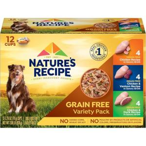 imageNatures Recipe Grain Free Chicken Recipe Chicken ampamp Venison Recipe and Chicken ampamp Duck Recipe in Savory Broth Variety Pack Wet Dog Food 12275 oz Cups 2 CountChickenDuckVenison Variety