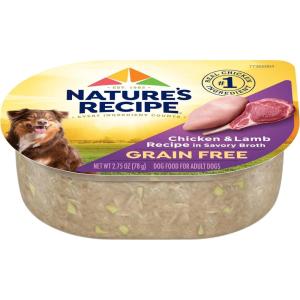 imageNatures Recipe Grain Free Chicken Recipe Chicken ampamp Venison Recipe and Chicken ampamp Duck Recipe in Savory Broth Variety Pack Wet Dog Food 12275 oz Cups 2 CountChicken  Lamb