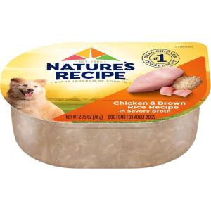 imageNatures Recipe Grain Free Chicken Recipe Chicken ampamp Venison Recipe and Chicken ampamp Duck Recipe in Savory Broth Variety Pack Wet Dog Food 12275 oz Cups 2 CountChicken  Brown Rice