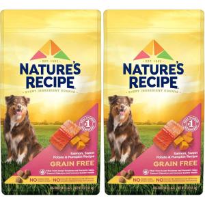 imageNatures Recipe Grain Free Dry Dog Food Salmon Sweet Potato ampamp Pumpkin Recipe 24 lb Bag4 Pound Pack of 2