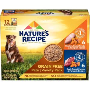 imageNatures Recipe Grain Free Wet Dog Food Salmon Sweet Potato and Pumpkin Recipe 13 oz Can Pack of 12Chicken and Beef Variety Pack
