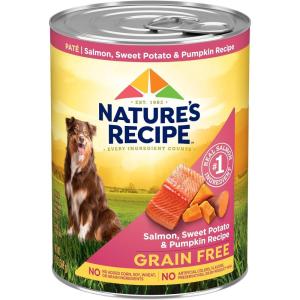 imageNatures Recipe Grain Free Wet Dog Food Salmon Sweet Potato and Pumpkin Recipe 13 oz Can Pack of 12Salmon  Sweet Potato  and Pumpkin
