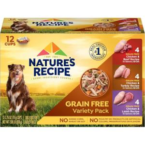 imageNatures Recipe Grain Free Chicken amp Beef Chicken amp Turkey Chicken amp Lamb Wet Dog Food Variety Pack 275 Ounce Pack of 12